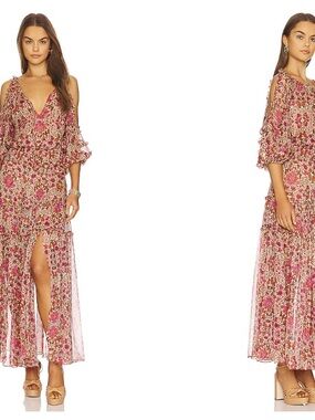 Misa Los Angeles Pink Floral Lalia Dress size M
